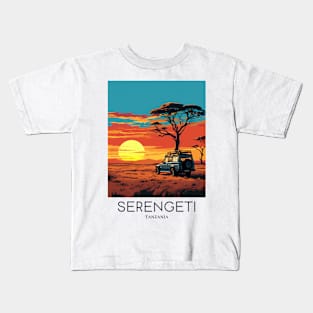 A Pop Art Travel Print of the Serengeti National Park - Tanzania Kids T-Shirt